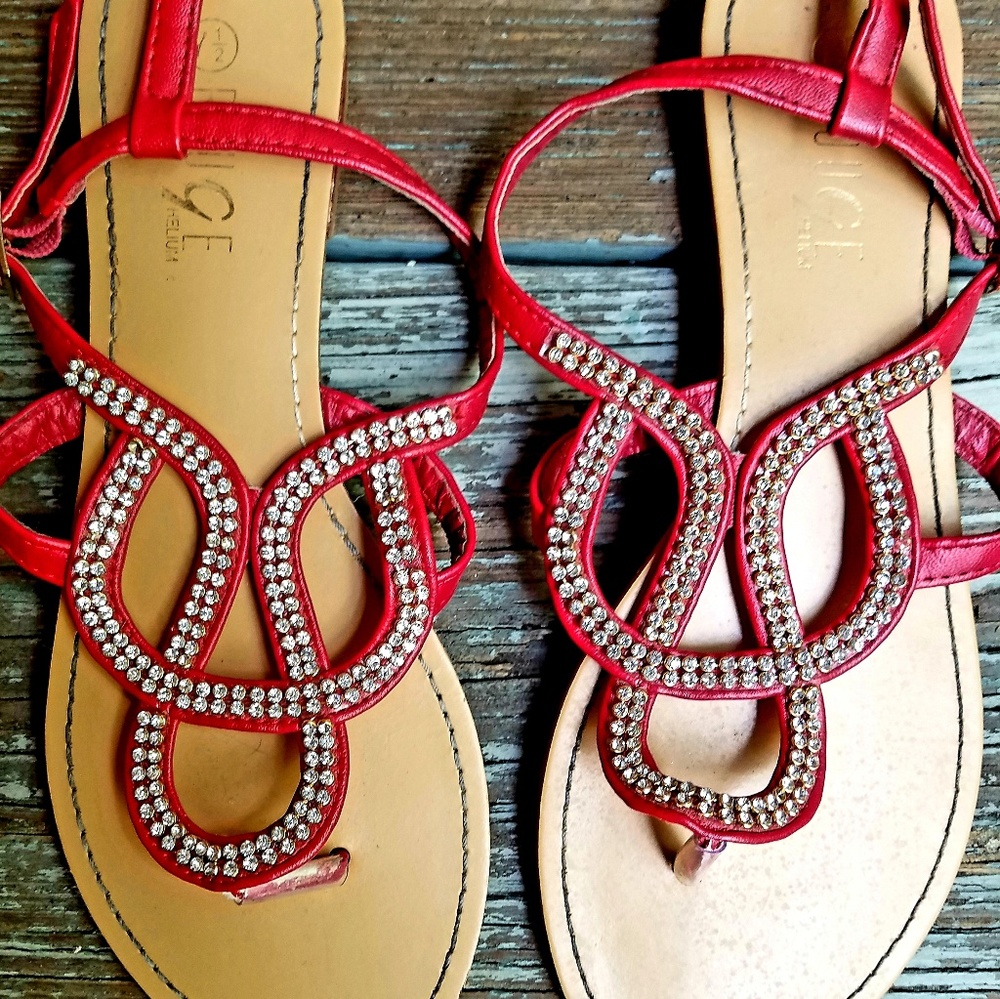 Red, Rhinestine Sandals